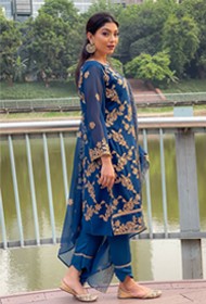 Women's Blue Color Ready Shalwar and Kameez