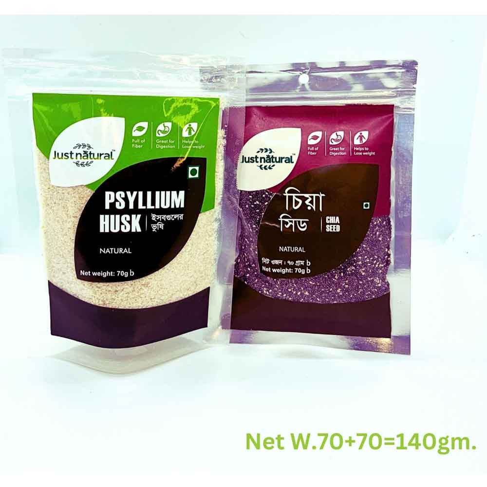 Combo Offer Just Natural চিয়া সিড 70g + ইসবগুলের ভুসি 70g