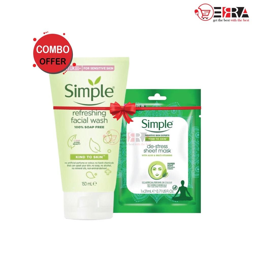 Combo Offer Simple Refreshing Facial Wash & Simple De-Stress Sheet Mask