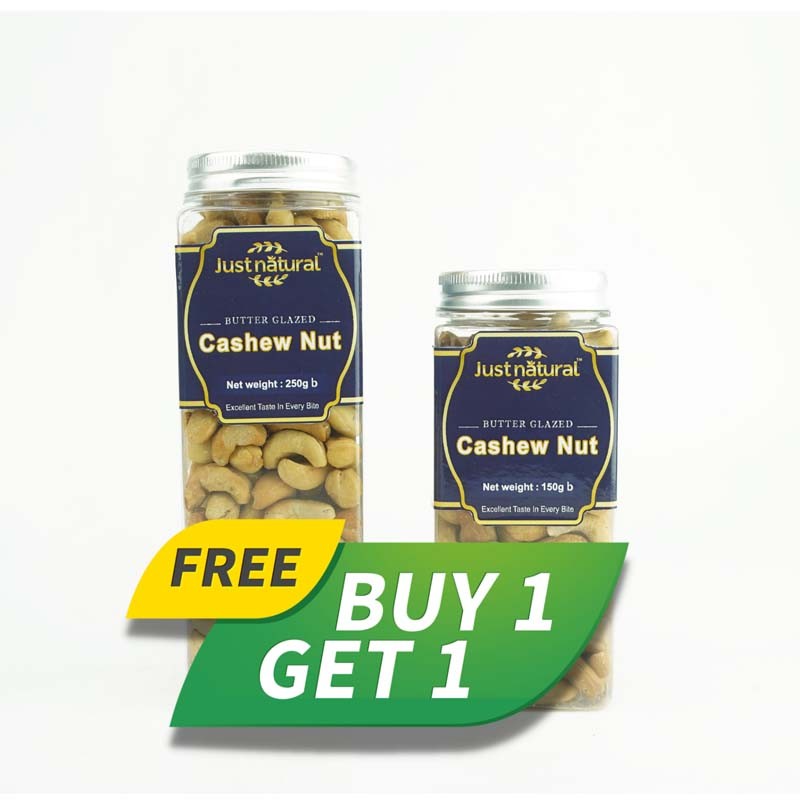 Just Natural Premium Butter Glazed Cashew Nut 250g with Butter Glazed Cashew Nut 150g FREE (Buy 1 Get 1)
