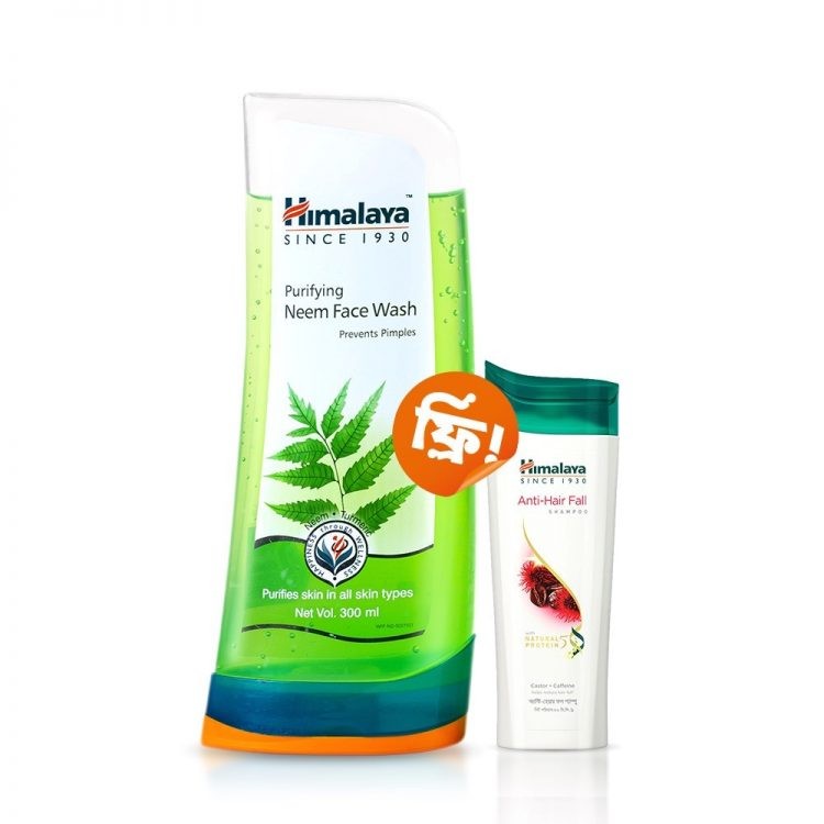 Himalaya Purifying Neem Face Wash 300 ml Get Anti Hair Fall Shampoo 80ml Free