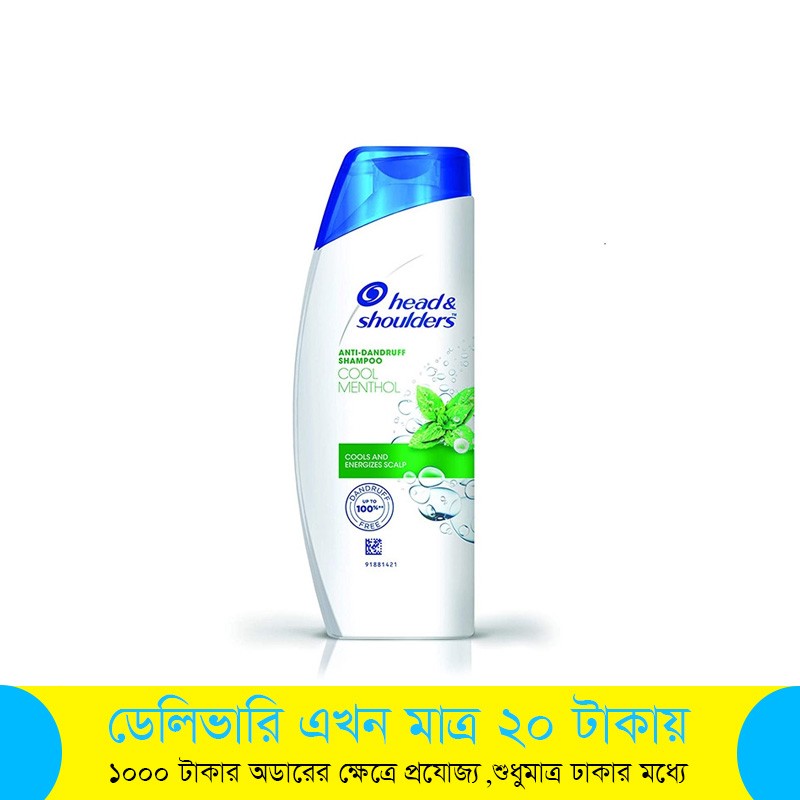 Head & Shoulders Cool Menthol Anti Dandruff Shampoo for Women & Men, 180ML